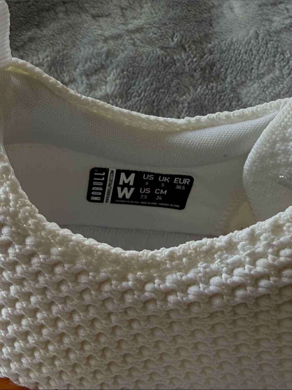 NOBULL White Knit Sneaker with Gum Botton - Worn Once - 7.5 - Picture 2 of 6